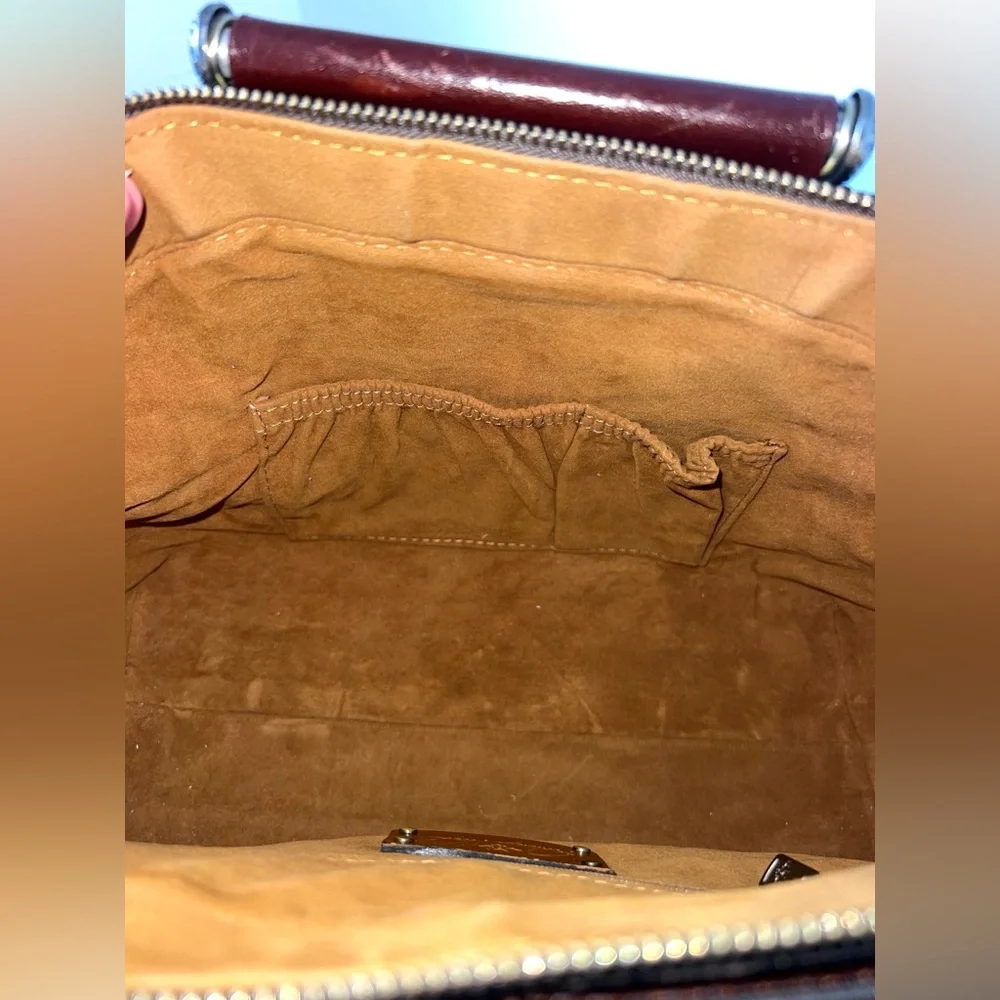 Patricia‎ Nash Leather Holland Top Handle Satchel Redish Brown Crossbody